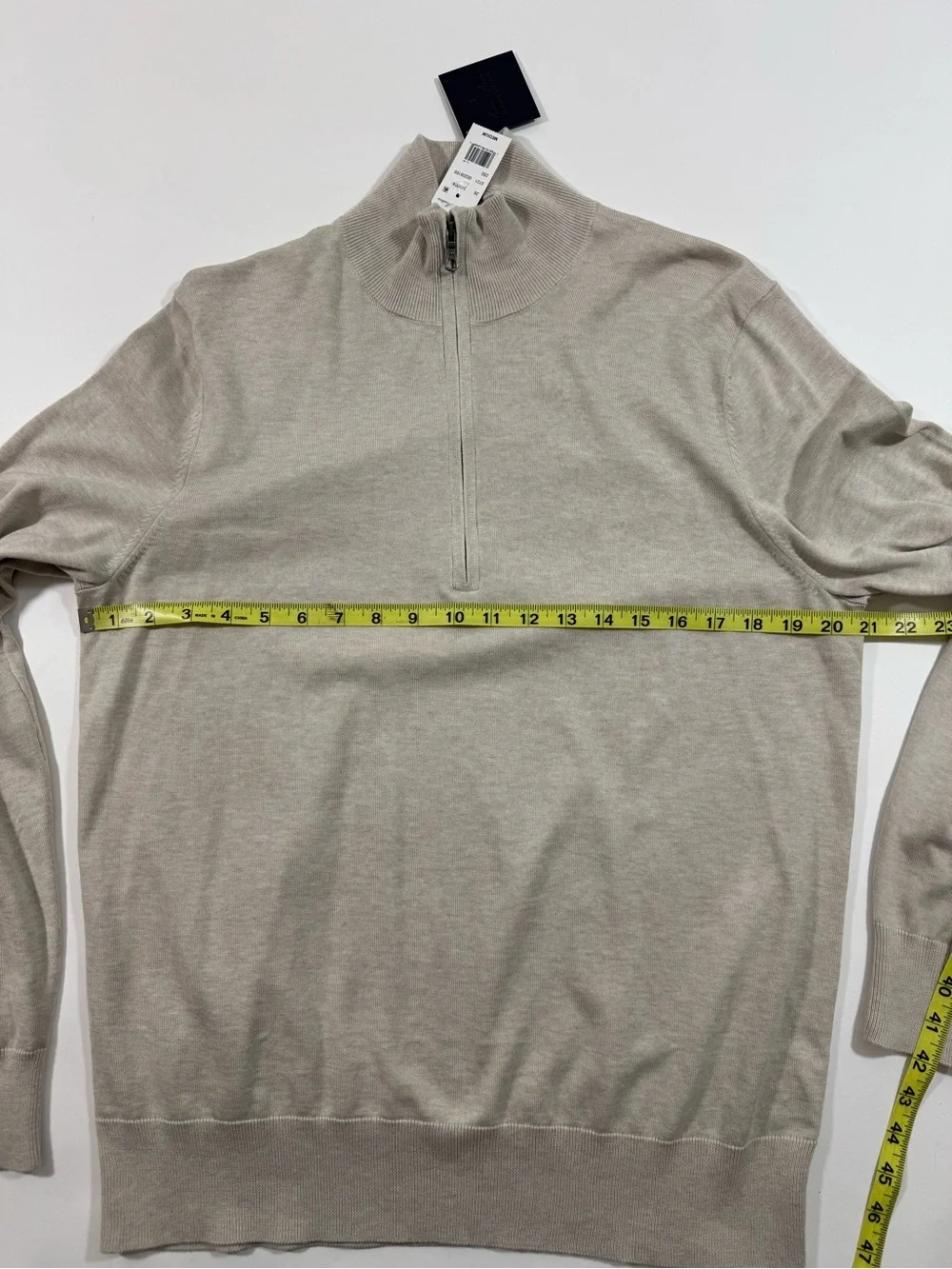 New Brooks Brothers Supima Cotton Quarter Zip Sweater Ivory
